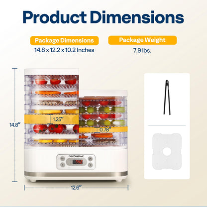 VIVOHOME Dörrautomat mit 8 Einlegefächern 400W BPA frei Dörrgerät mit Temperaturregler von 35°C bis 70°C inkl.72H Timer und Rezept für Fleisch,Obst,Haustier-Leckereiene