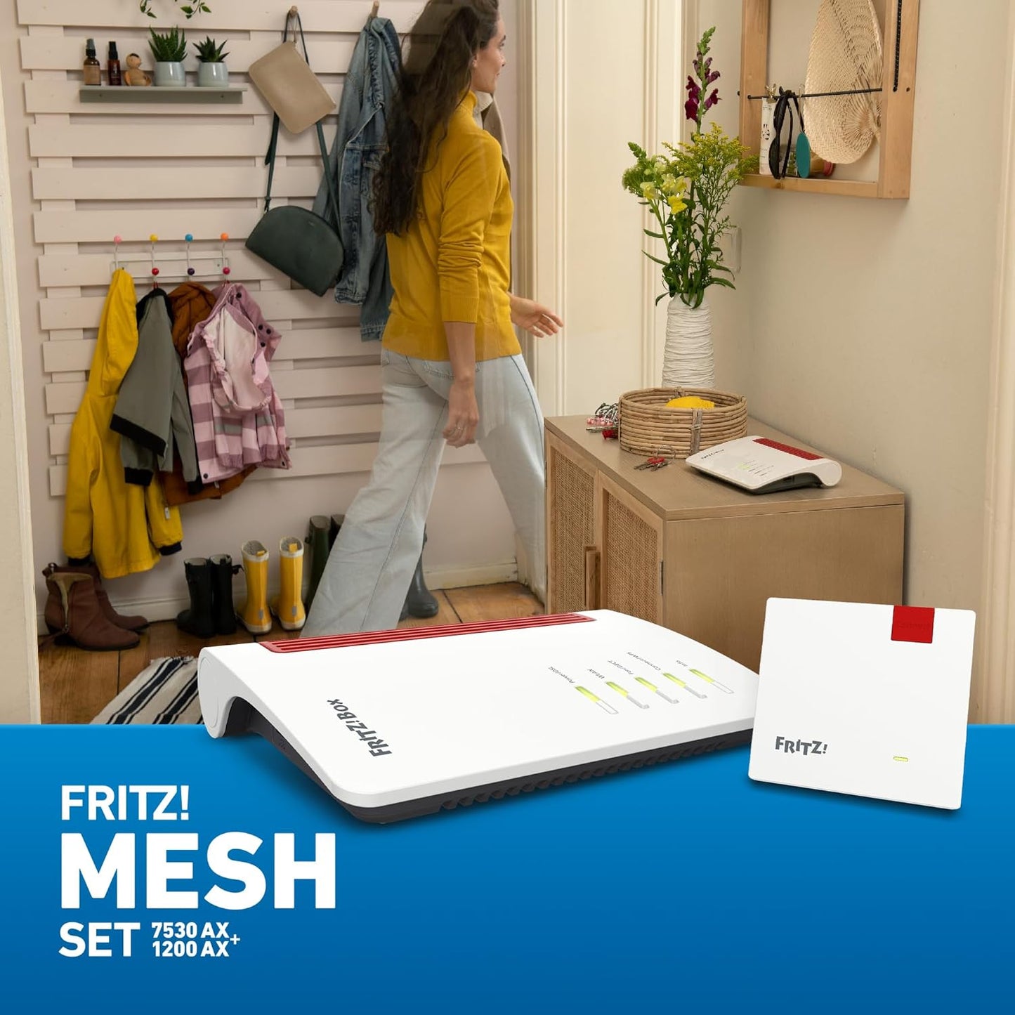 FRITZ!Mesh Set – 7530 AX Wi-Fi 6 Router + 1200 AX Repeater, bis 2.400 MBit/s